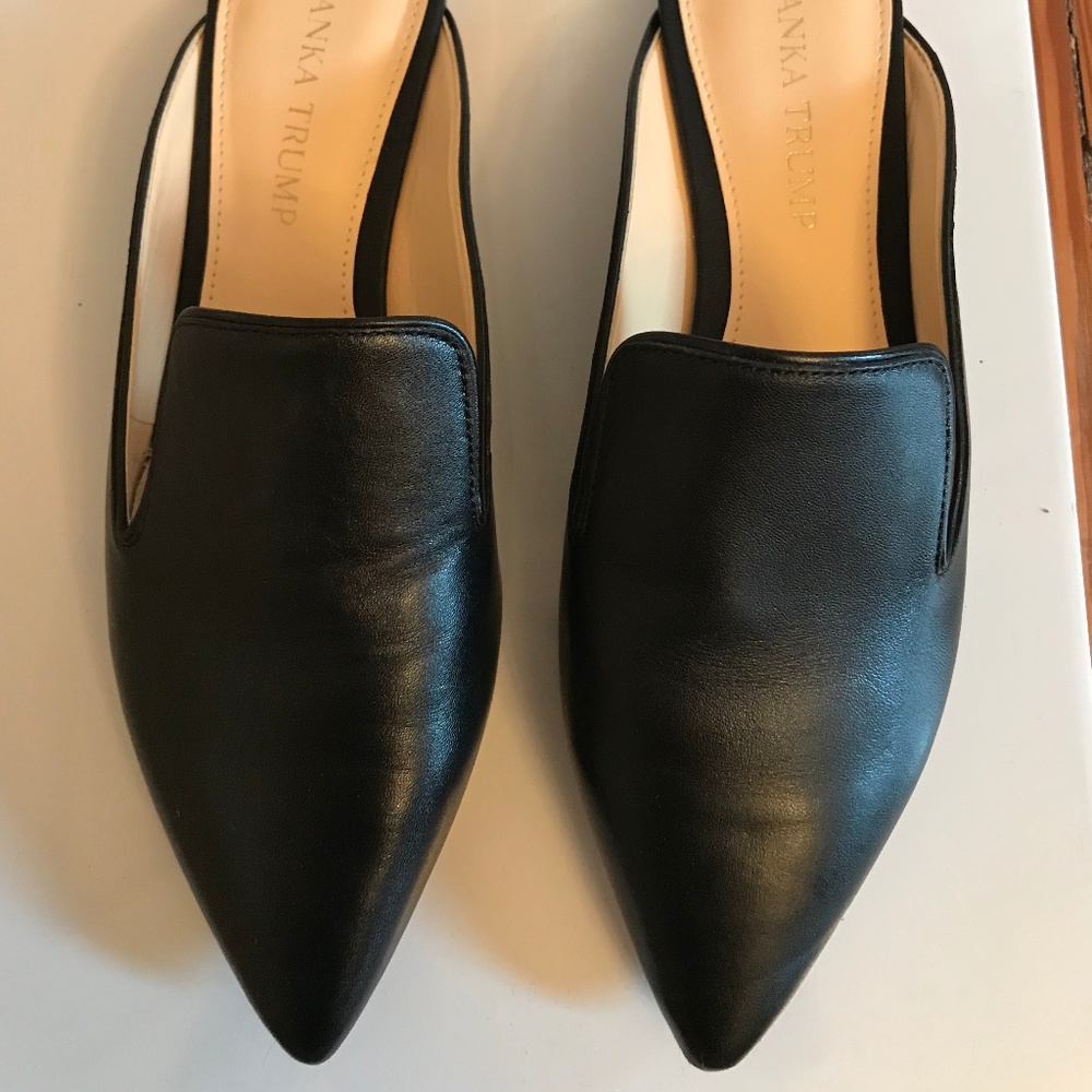 Black Leather Mule Slides